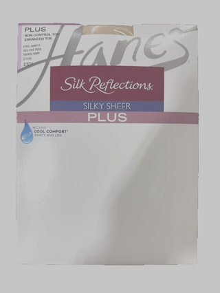 Hanes Silky Sheer Plus No-Control Top re-Toe pantyhose Travel Buff/ 1 Plus