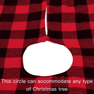 Christmas Tree Skirt 48 inch Large, Double Layer Red and Black Plaid Buffalo
