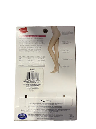 Hanes Control Top Sheer Toe Silky Sheer Comfortsoft Waistband Pantyhose -Nude L - 60 Pairs