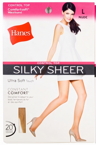 (1)Hanes Control Top Sheer Toe Silky Sheer Comfortsoft Waistband Pantyhose- Size