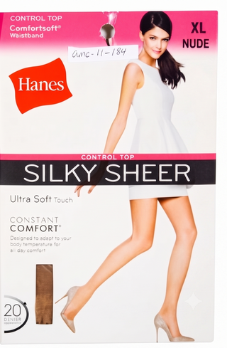 (1)Hanes Control Top Sheer Toe Silky Sheer Comfortsoft Waistband Pantyhose- Size