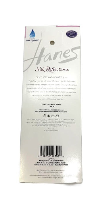 2 Pair Hanes Knee Highs Silk Reflections  Sheer Toe Pearl One Size (20 inch)