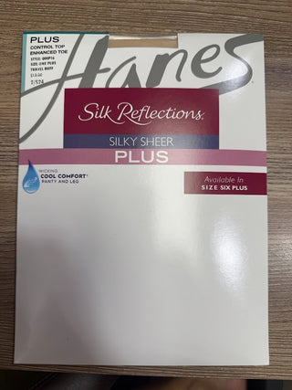 Hanes Plus Size Silk Reflections Silky Control Top Re-Toe Pantyhose- Choose your
