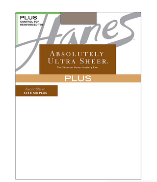 Hanes Plus Size  Absolutely Ultra Sheer Control Top Re-Toe Pantyhose-Choose Your