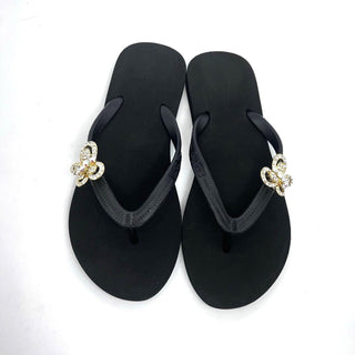 Black Flip Flops with Changeable Charms: Summer Beach Sandals - EH Store USA