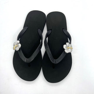 Black Flip Flops with Changeable Charms: Summer Sandals - EH Store USA