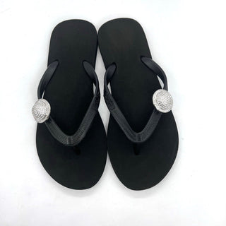 Black Flip Flops with Changeable Charms: Summer Sandals - EH Store USA