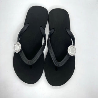 Black Flip Flops with Changeable Charms: Summer Sandals - EH Store USA