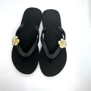 Black Flip Flops with Changeable Charms: Summer Sandals - EH Store USA