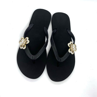 Black Flip Flops with Swarovski Crystal Charms - Summer Sandals - EH Store USA