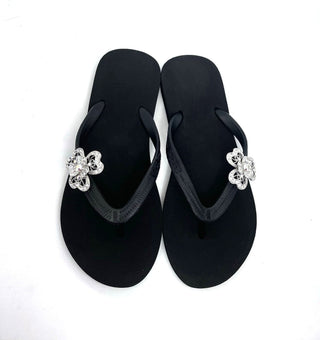 Black Flip Flops with Swarovski Crystal Charms - Summer Sandals - EH Store USA