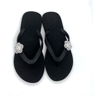 Black Flip Flops with Swarovski Crystal Charms - Summer Sandals - EH Store USA