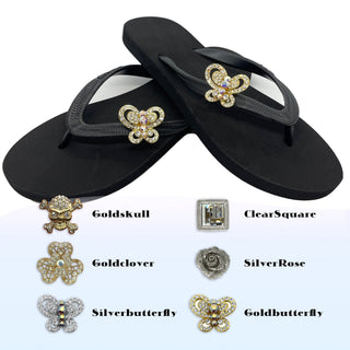 Black Popit Flip Flop for Woman Popit sandal with shoe clip Charm - EH Store USA
