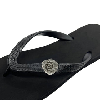 Black Popit Flip Flop for Woman Popit sandal with shoe clip Charm - EH Store USA