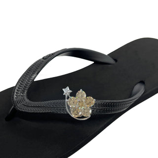 Black Popit flip flop for Woman popit Sandal with shoe clip Charm Changeable - EH Store USA