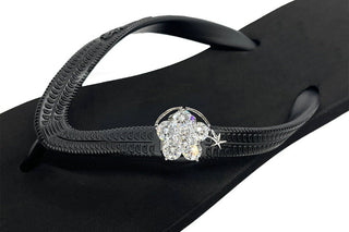 Black Popit flip flop for Woman popit Sandal with shoe clip Charm Changeable - EH Store USA