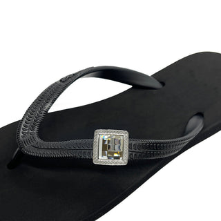 Black Popits flip flop woman sandals with Shoe clip charms (Selectable) - EH Store USA