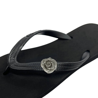 Black Popits flip flop woman sandals with Shoe clip charms (Selectable) - EH Store USA