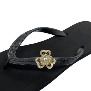 Black Popits flip flop woman sandals with Shoe clip charms (Selectable) - EH Store USA