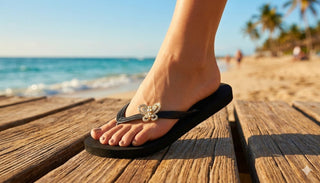 Black Popits flip flop woman sandals with Shoe clip charms (Selectable) - EH Store USA