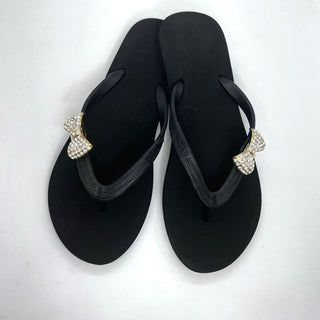 Black Sandals with Changeable Swarovski Crystal Charms Popits Flip Flop - EH Store USA