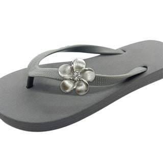 Gray Flip Flops with Changeable Charms - Summer Sandals - EH Store USA