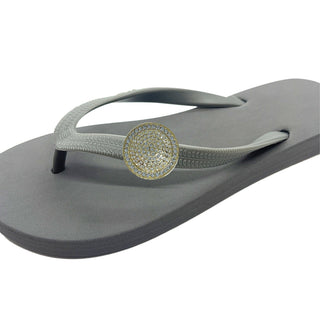 Gray Flip Flops with Changeable Charms - Summer Sandals - EH Store USA