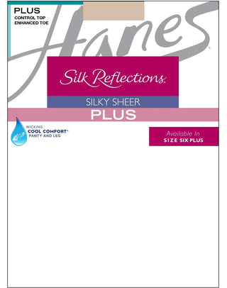Hanes Plus Silk Reflections Silky Sheer Non-Control Top Pantyhose - Non-Control Top Sheer Hosiery - EH Store USA