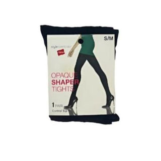 Hanes Style Essentials Opaque Shaper Tights,Control Top, Black, Size:S/M - EH Store USA