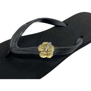 Popit Black Flip Flops with Changeable Charms - Summer Sandals