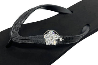 Popit Black Flip Flops with Changeable Charms: Summer Beach Sandals