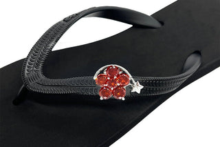 Popit Black Flip Flops with Changeable Charms: Summer Beach Sandals