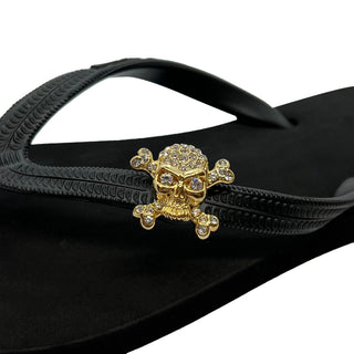 Charm Flip Flops: Black Summer Sandals with Changeable Charms