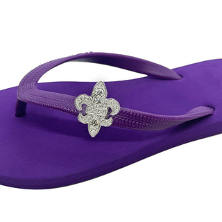 Purple Flip Flops with Changeable Charms: Summer Sandals