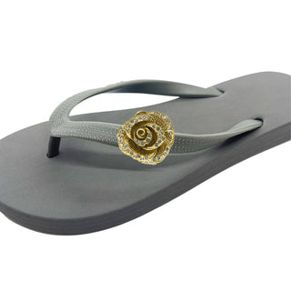 Gray Flip Flops with Changeable Charms - Summer Sandals