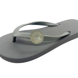 Gray Flip Flops with Changeable Charms: Summer Beach Sandals