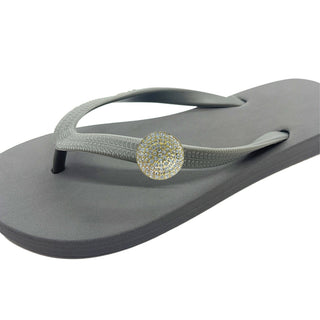 Gray Flip Flops with Changeable Charms: Summer Beach Sandals