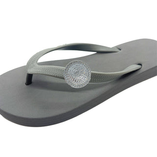 Gray Flip Flops with Changeable Charms: Summer Beach Sandals