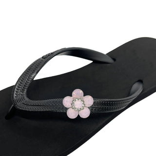 Black Flip Flops with Changeable Charms: Summer Beach Sandal