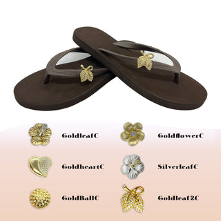 Popits Flip Flops - Brown - Interchangeable Charm Sandals