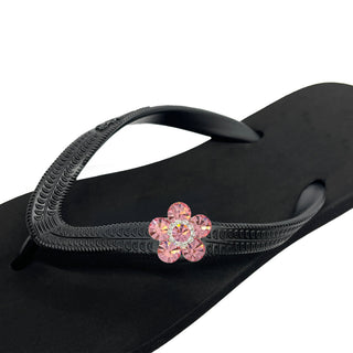 Black Flip Flops with Changeable Charms: Summer Beach Sandal