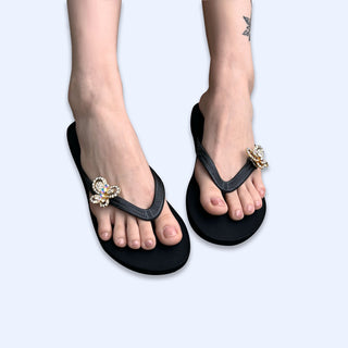 Charm Flip Flops: Black Summer Sandals with Changeable Charms