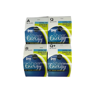 L'eggs Sheer Energy Control Top Medium Support Pantyhose Jet Black A B Q - EH Store USA