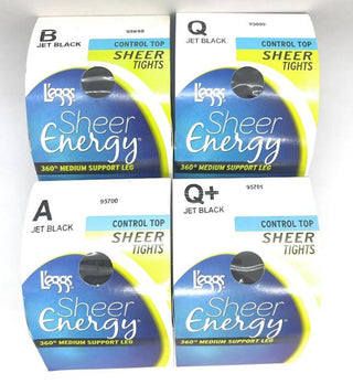 Leggs Sheer Energy Control Top Sheer Tights Jet Black Pantyhose - EH Store USA