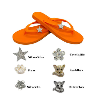 Orange Popits Flip Flops and Popit sandals for women with Changeable Shoe Clip Charms - EH Store USA