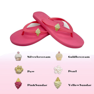 Pink Popits Flip Flop for Woman popit sandal with shoe clip charms, Changeable - EH Store USA
