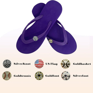 Popit Purple Flip Flops with Changeable Charms: Summer Beach Sandals - EH Store USA