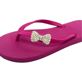 Rose Pink Flip Flops with Changeable Charm: Summer Beach Sandal - EH Store USA