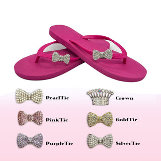 Rose Pink Flip Flops with Changeable Charms - EH Store USA