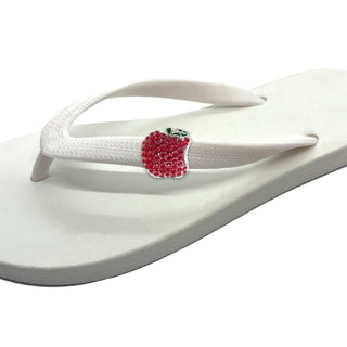 White Flip Flops with Changeable Charms: Summer Sandals - EH Store USA